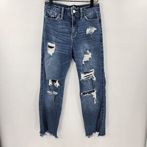 Hollister hi rise slim straight jeans distressed 1  25x26